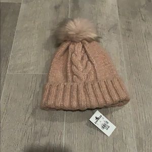 Express Pink Pom knit winter hat